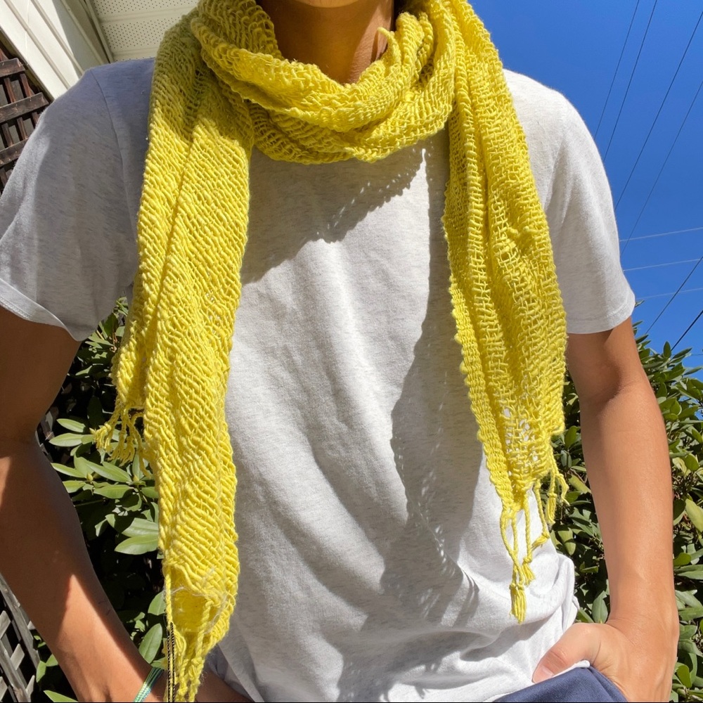 Chartreuse woven scarf, bright and unique